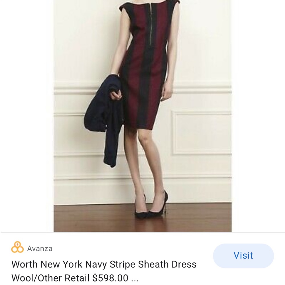 NWOT Worth New York navy stripe wool Sheath dress